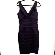 GUESS BY MARCIANO Purple Satin Bodycon V-Neck Sleeveless Midi Dress Size Medium