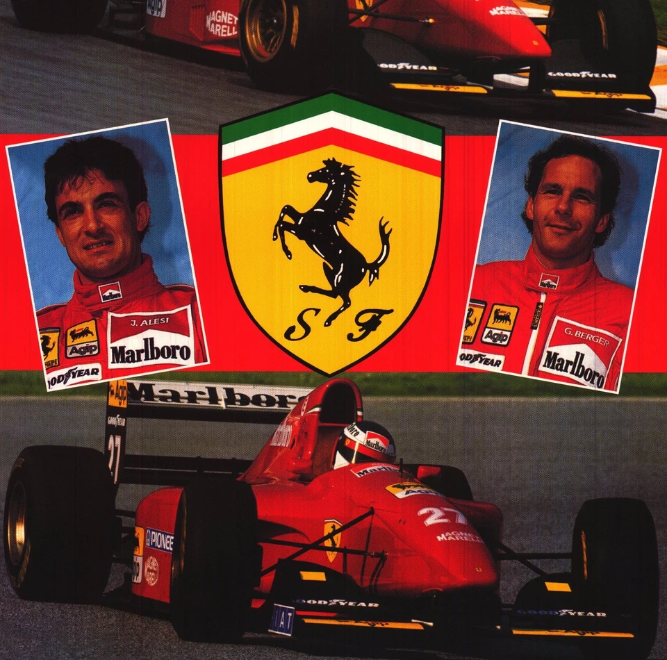 F1 POSTER ~ Team Ferrari VINTAGE 24x36" UK Jean Alesi Gerhard Berger Formula 1 - Image 3 of 4