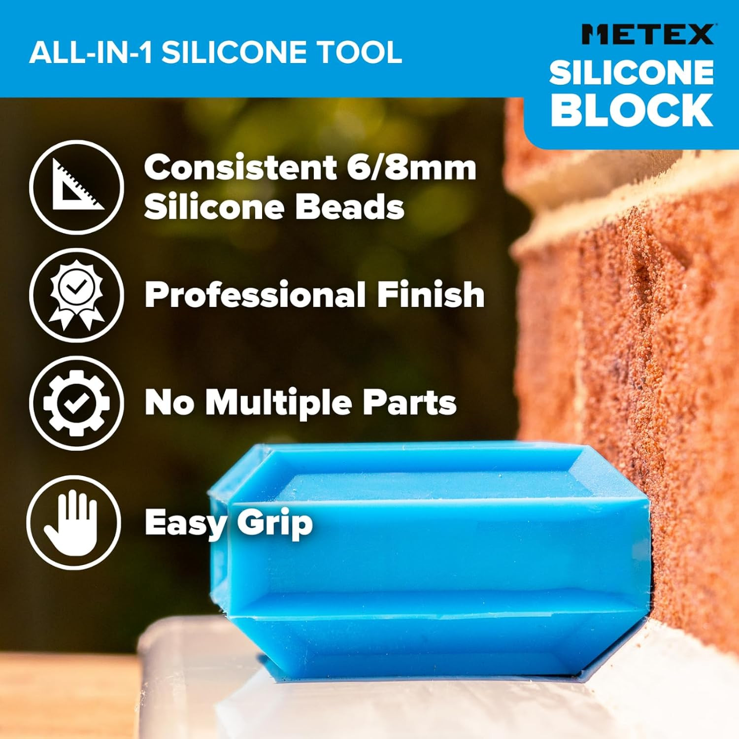 Silicone Block - 5 in 1 Easy Grip Sealant Shaping & Finishing Caulking Tool - Cr