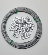 SNARE CABLE Galvanized 3/32",1x19, 100 ft Cable with Aluminum Sleeves 