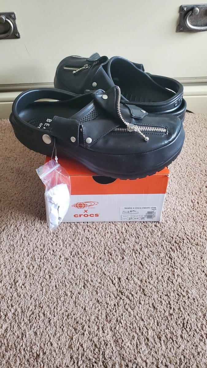 NEW Crocs x Beams Classic Clog Black Leather Riders Jacket NEW Crocs x Beams Classic Clog Black Leather Riders Jacket