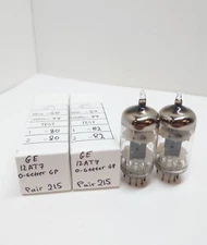 Balanced Pair of GE 12AT7 ECC81 TV-7 Tested VACUUM TUBE O-Getter Grey Plate