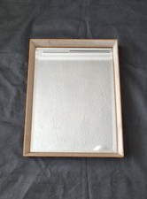 Vintage Mid Century Wooden Wall Mirror With Checked Border 1950s 1960s