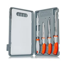 Fish Cleaning Knife Set Case Flex Fishing Fillet Knives Sharpener Cutting Board