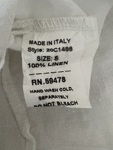 Francesca Bettini Sz Small Beachy White Linen Pullover Shirt Short Sleeves NWT - Picture 6 of 7