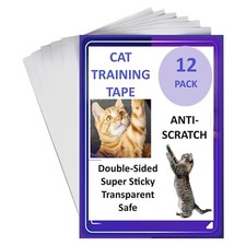 Cat Scratch Deterrent Tape, 12-Pack Clear, Double-Sided Furniture Protectors,...