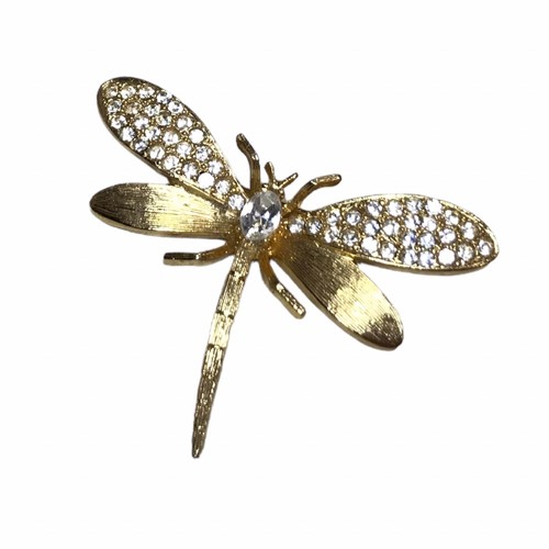 Vintage Marked GIVENCHY Dragonfly Goldtone Rhinestone Brooch Pin Mint + Gift Box - Picture 5 of 14