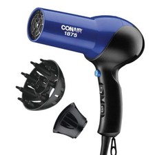 Conair 1875 Watt Turbo Hair Dryer, Blue/Black W/ Diffuser Concentrator-NIB