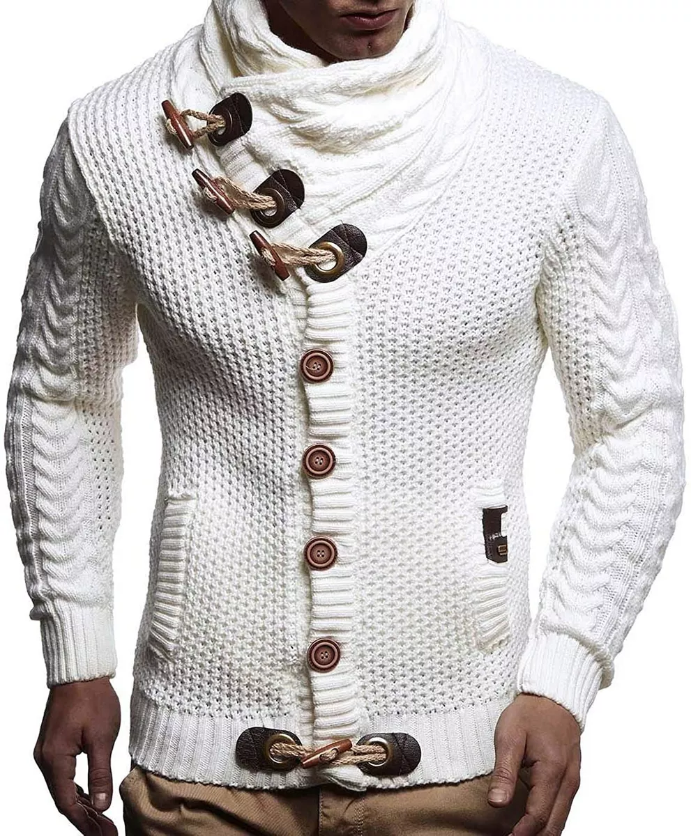 Leif Nelson Men s Knitted Jacket Turtleneck Cardigan Winter