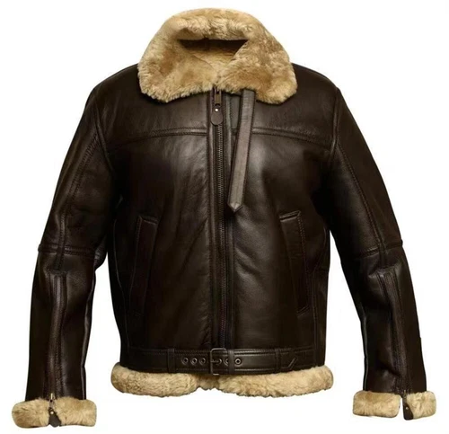 Fliegerjacke aus PU-Leder für Herren, Bomberpilot, fliegende Wolljacke DE- - Bild 7 von 10