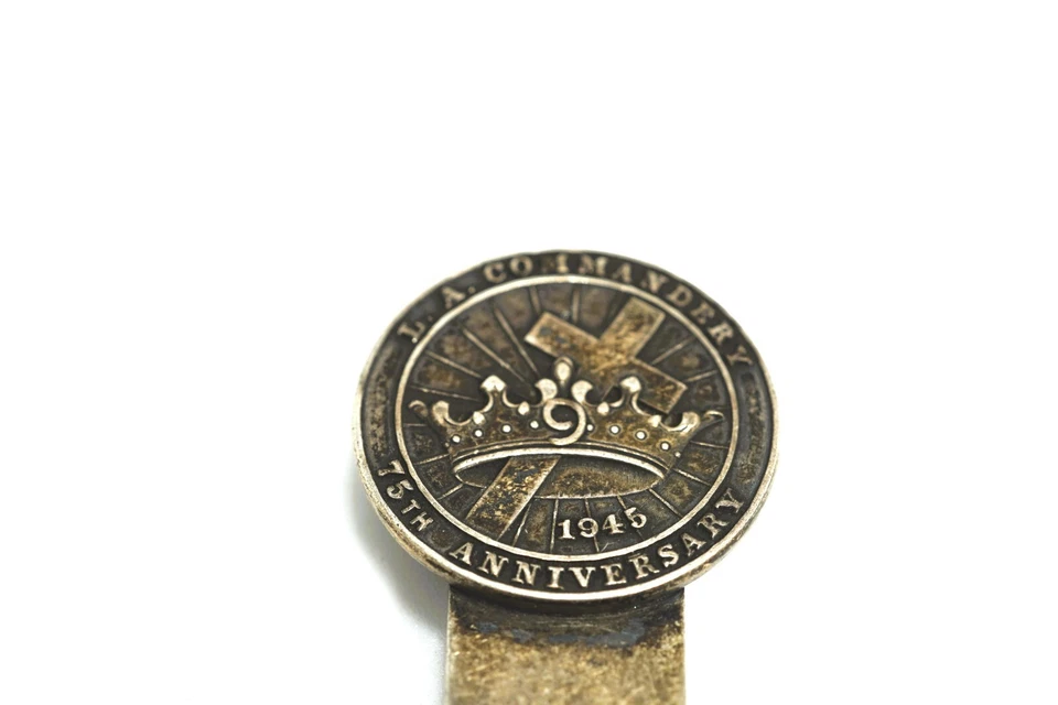 Sterling Silver Money Clip Freemason Masonic Cross & Crown Commandery 75th 1945 - Image 3 of 4