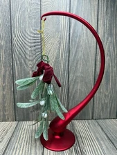 Mistletoe Christmas Ornament With Red Bow - 6"