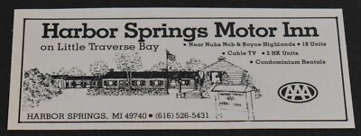 1984 Print Ad Michigan Harbor Springs Motor Inn Little Traverse Bay Art Cable TV