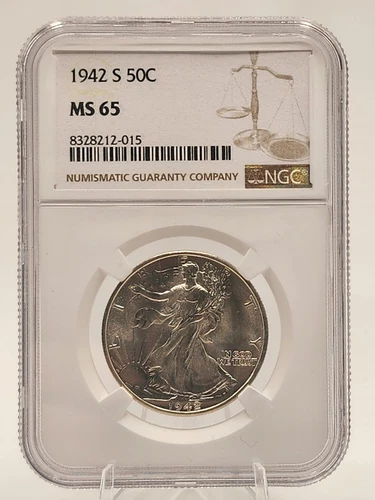 1942 S 50C Walking Liberty Half Dollar NGC MS65  (015)