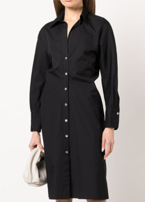 green emerald velvet dress Zoe Black Cotton Shirtdress Pockets | Long Sleeve main image 0