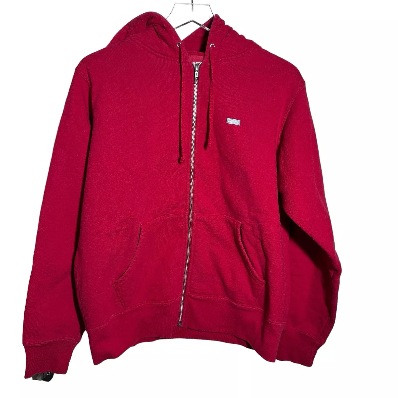 Supreme FW18 Reflective Small Box Logo Zip Up Sweat à Capuche Rouge Homme Taille S
