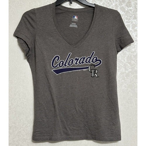 Colorado Rockies MLB Baseball Genuine Merchandise Gray V-neck T-shirt Tee XL