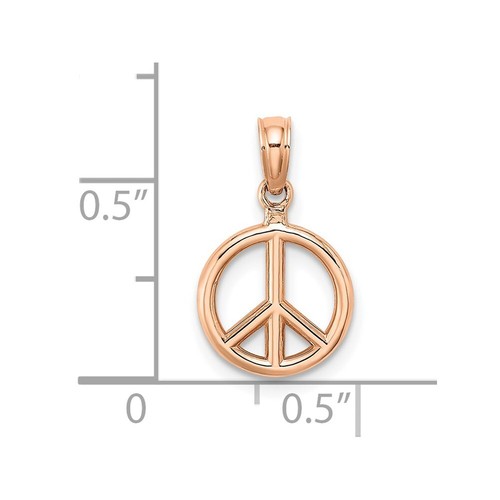 14k Rose Gold 3-D Peace Symbol Pendant D4053R - Picture 5 of 6
