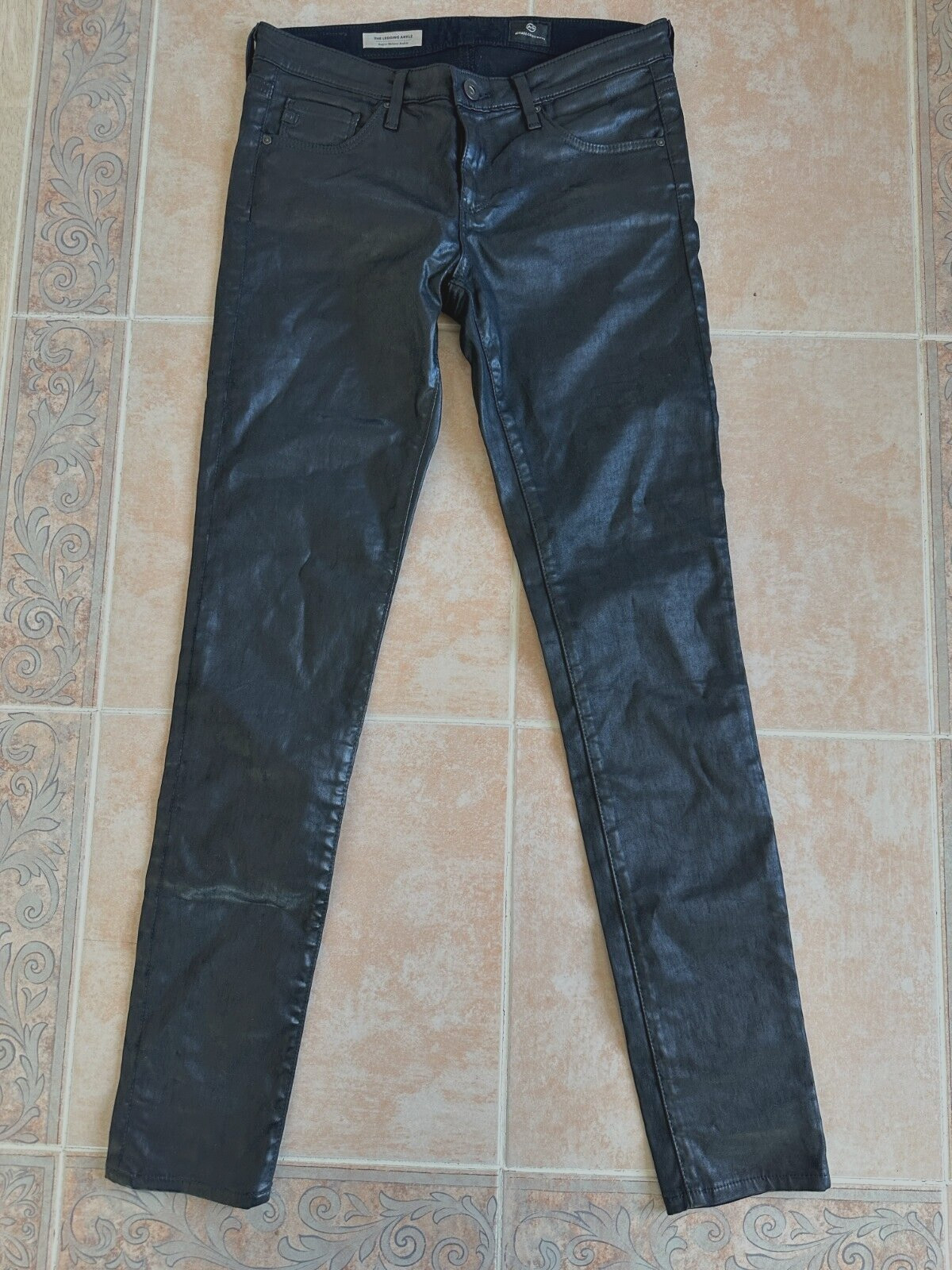 AG Adriano Goldschmied The Legging Ankle Jean Black Leatherette size 27 R thumbnail 2