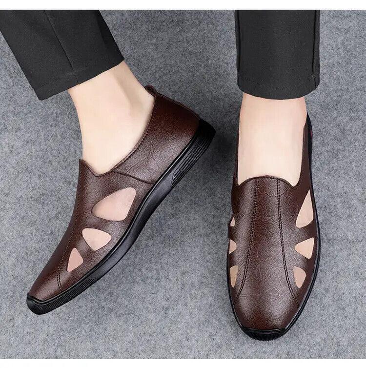 SAOLA Scarpe basse uomo casual formali ritagliate traspiranti cavi guida pelle sandali