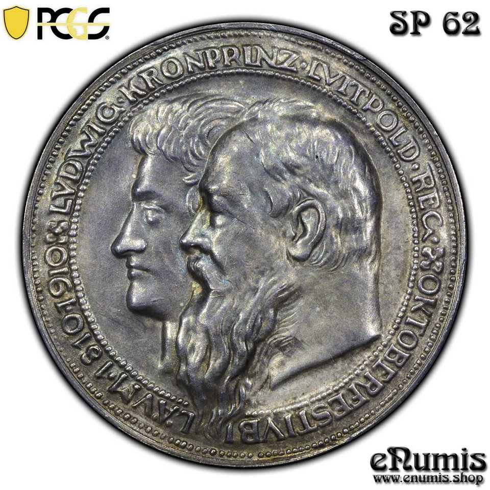 Bavaria, Luitpold, Shooting Medal 1910, 100th Ann. Oktoberfest, PCGS SP 62 - Image 3 of 4