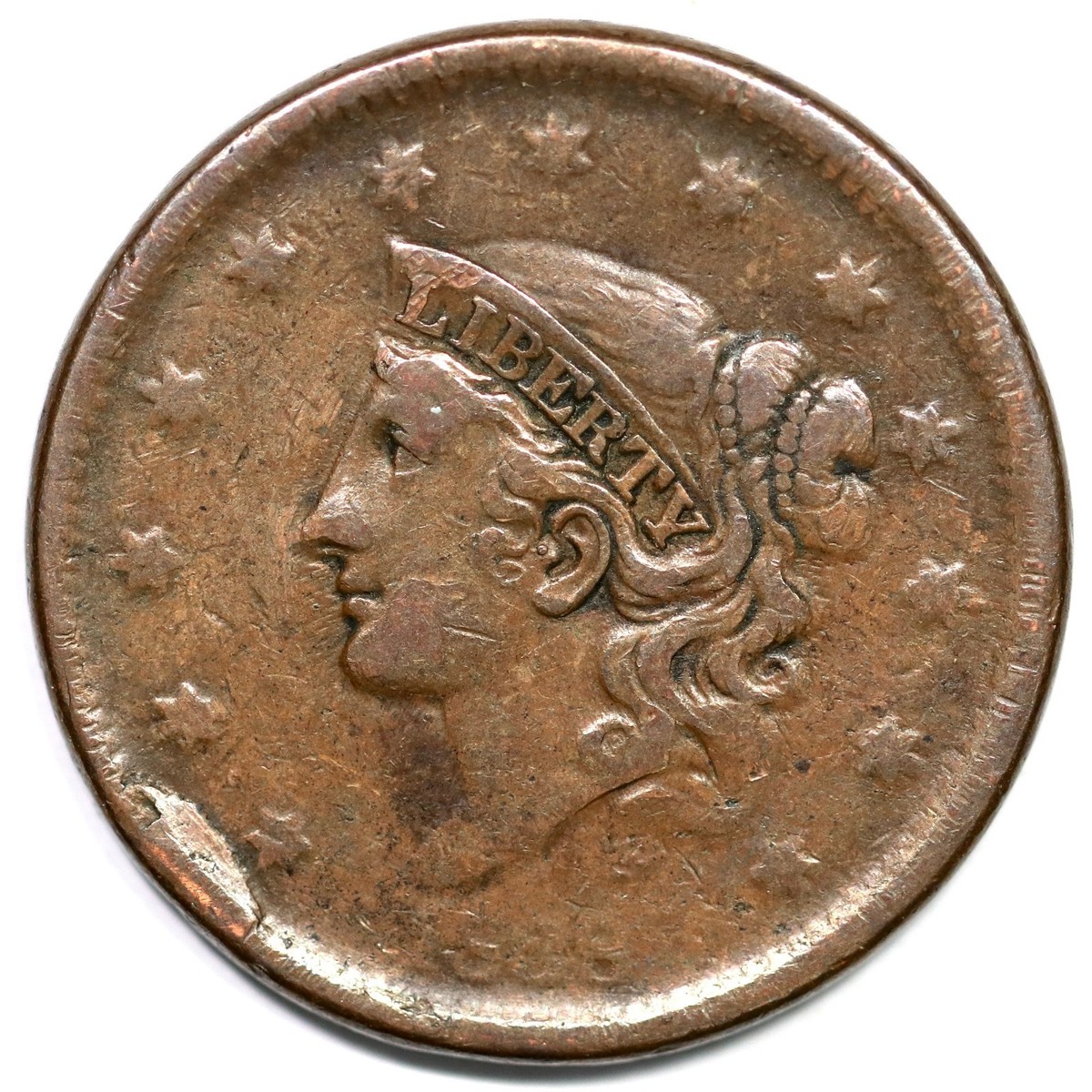 コロネットヘッドラージ セント銅貨　1838 1838 N-13/11 R-4 Matron or Coronet Head Large Cent Coin 1c | eBay