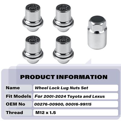 5PC Alloy Wheel Lock Lug Nut Set for Anti Theft For Toyota And