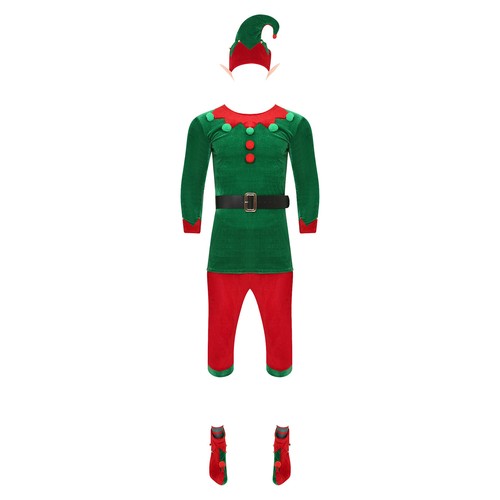 Herren Elf Kostüm Männer Weihnachten Herr Claus Outfits Thema 7Pcs Ball Gürtel - Bild 5 von 24