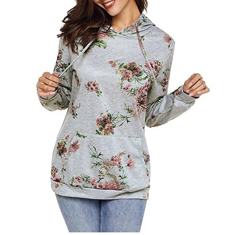 Fashion women long store sleeve flower printed sweatshirt