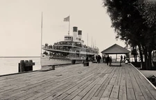 Making a landing St. Clair Flats MI Michigan c1890s RPPC Photo Postcard COPY