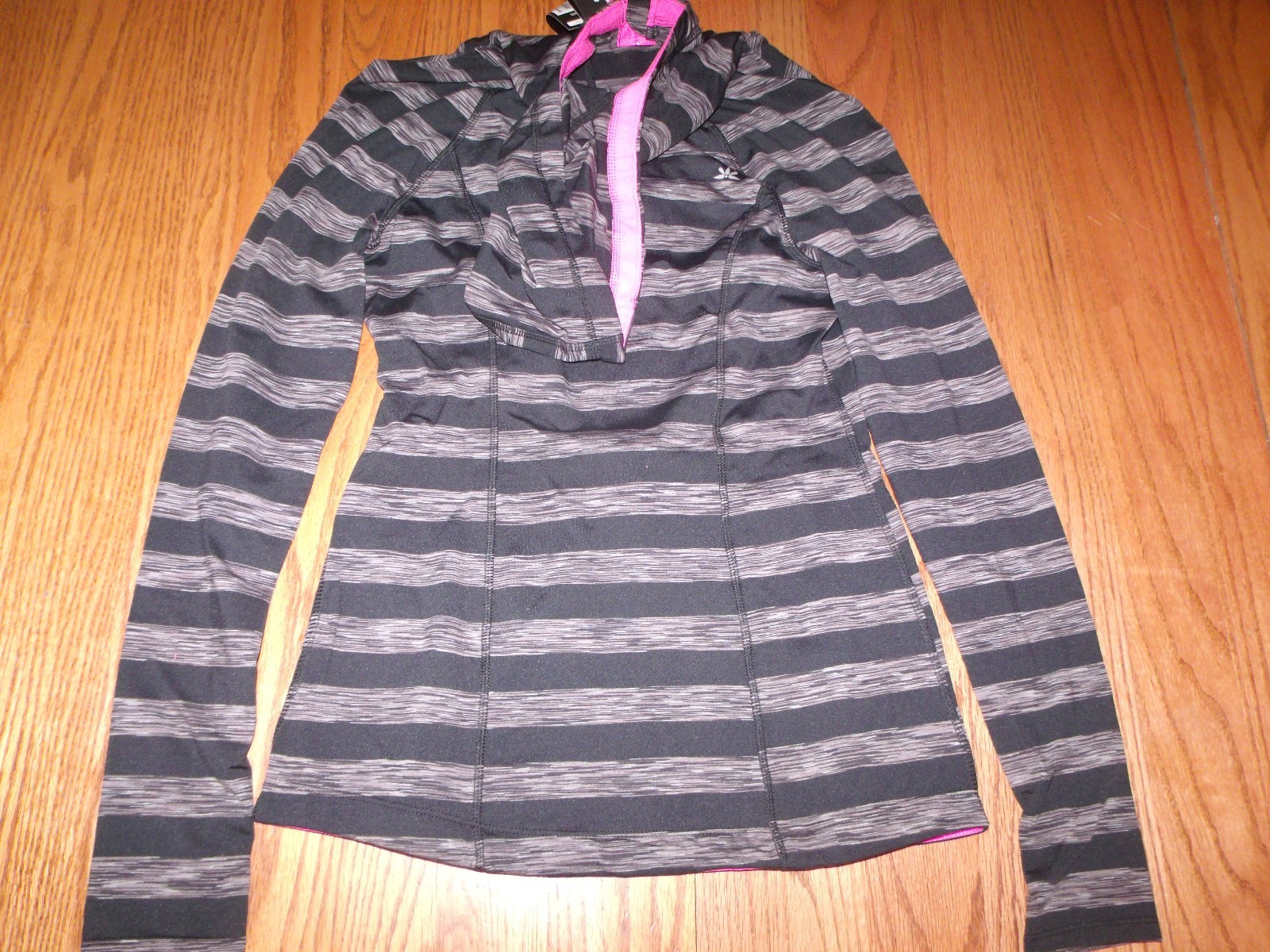 NWT Womens Lukka Full Zip Striped Jacket Hooded Active Orange Blue Gray Black 