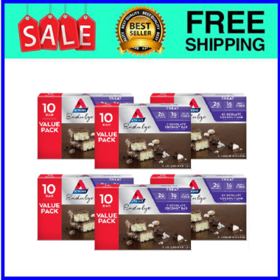 Atkins Endulge Chocolate Coconut Bar, Dessert Favorite Low Sugar 6/10 Packs