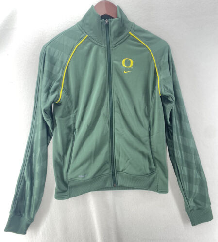 Nike Team Oregon Ducks Track Jacket Womens Green Zip Up Zip Pockets - Picture 1 of 11