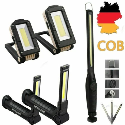 COB LED KFZ Arbeitsleuchte mit Magnet Akku Werkstattlampe Handlampe Stablampe DE