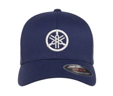 Yamaha Circle Logo Embroidered Flexfit Hat Flat or Curved