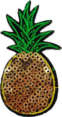 Patch - SEQUIN Pineapple Fruit Tropical Gold Sparkly Shiny Sew Iron On New 51136