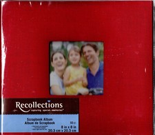 Recollections Cloth Scrapbook Album 8" X 8" Photo Pages CD Pocket Red 1 Refill