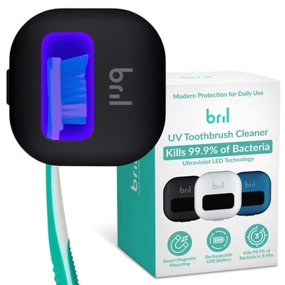 Bril UV-C Toothbrush Cleaner and Holder   2 inches x 2 x 1 inch, Black 