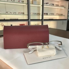 NEW Gucci GG 4213 5L3 135 Semi-Rimless Eyeglass Frames Gold Brown Italy w/Case