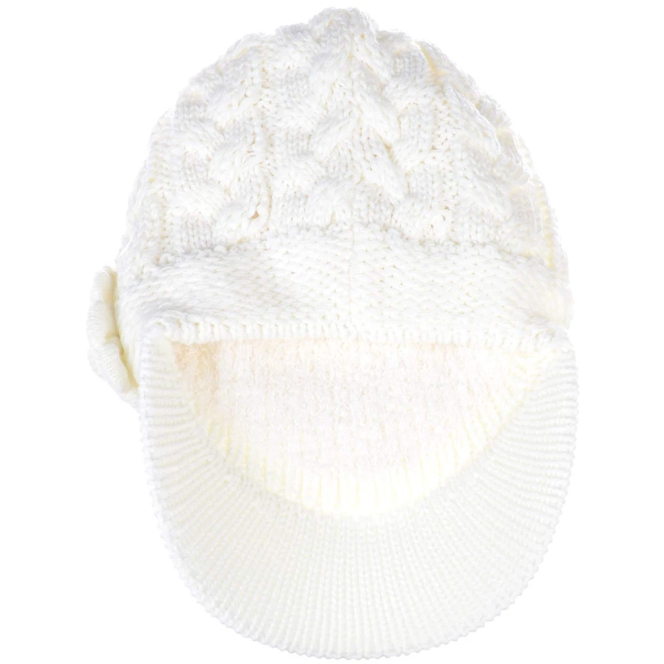 Женские Newsboy крышка, кабель цветок, козырек, флисовая подкладка, вязаный, таксист, берет - Изображение 3 из 4