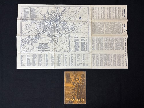 Vintage 1930s Old Santa Fe New Mexico Illustrated Guide & 1954 City / Area Maps