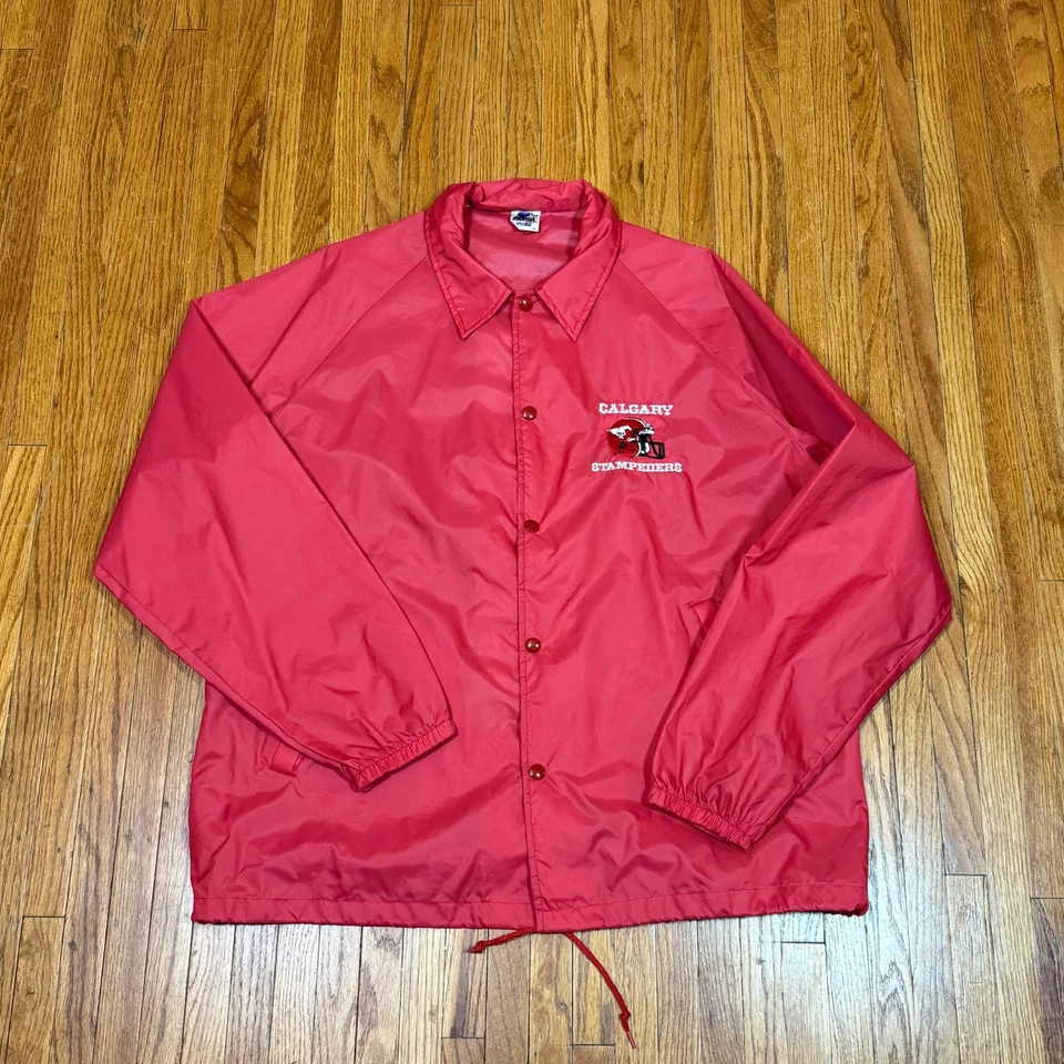 Calgary Stampeders CFL Vintage Red Starter Jacket Windbreaker Men's Large - Image 2 of 4