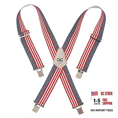 #ad 110USA Heavy Duty Elastic Work Suspenders USA Print Flag $28.82
