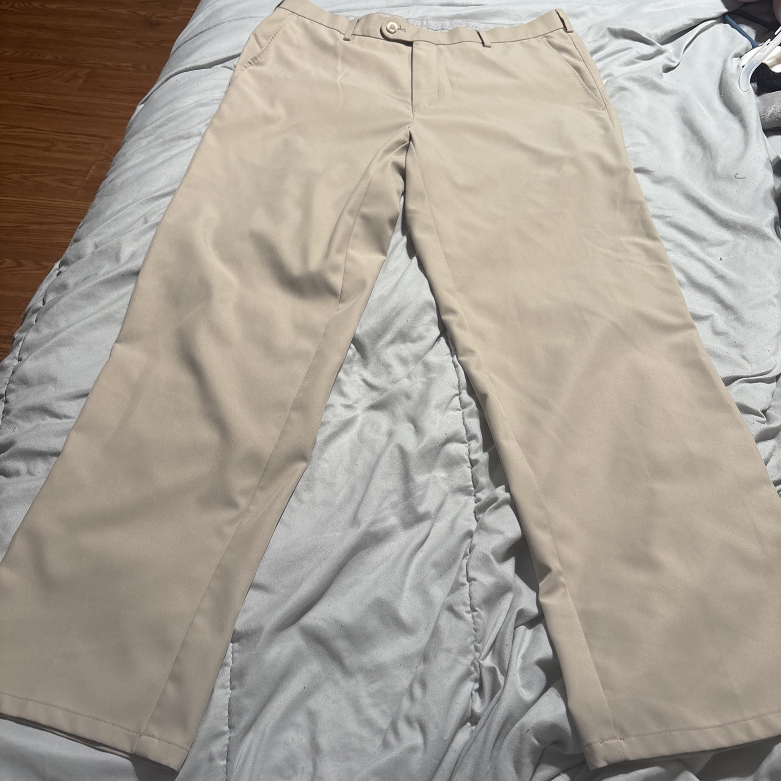 Peter Millar Pants 34x30 Beige Solid 100% Polyest… - image 1