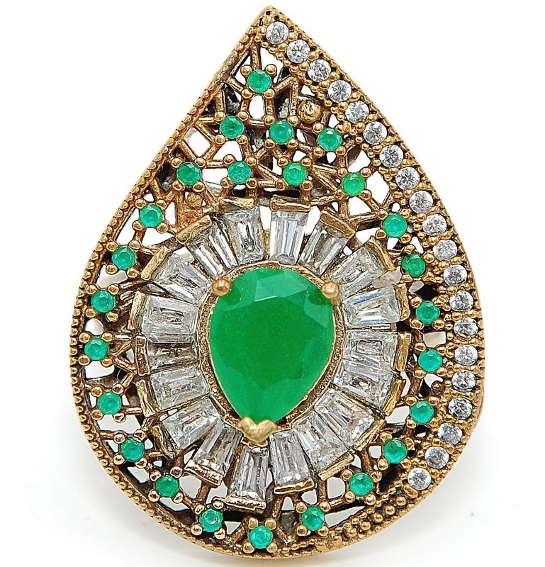 Ottoman 2CT Heat Treated Green Tourmaline 925 Sterling Silver Ring Sz 9 H4-4
