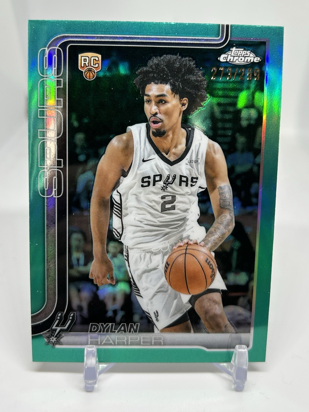 Dylan Harper 2025 Topps Chrome #252 Teal Refractor Rookie RC /299