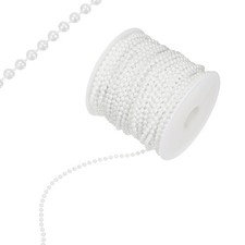 44 Yards Pearl Beaded Chain Trim 4mm for DIY Crafts White 