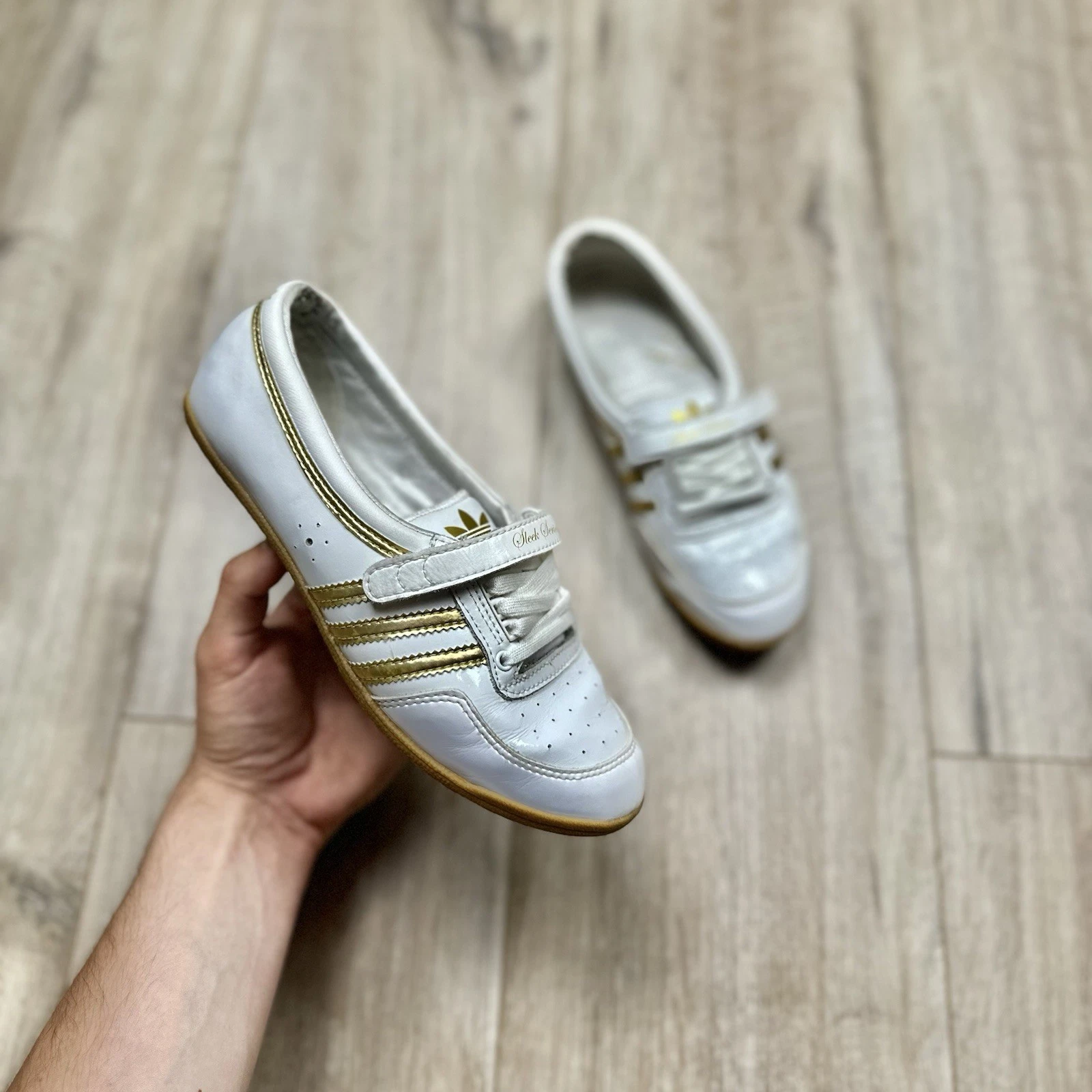 Ballerine Adidas vintage Y2K Concord rotonde bianche taglia US5 5 UK4 FR36 2 3