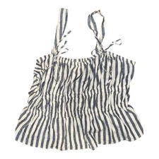 Universal Thread Women’s Tank Top XXL Blue White Striped Smocked Sleeveless