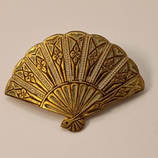 Vintage Spanish Fan Gold Tone Toledo Style Spain